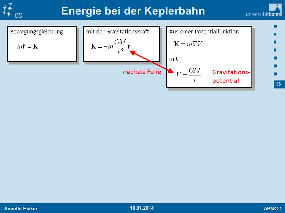 Energie bei der Keplerbahn
