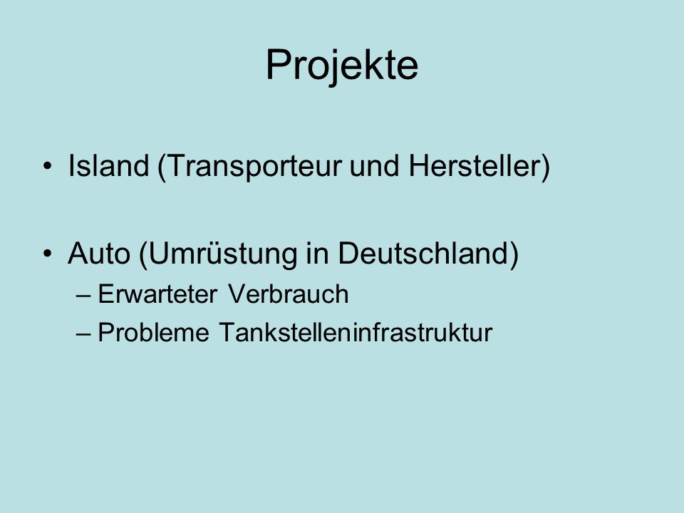 Projekte Island (Transporteur und Hersteller)