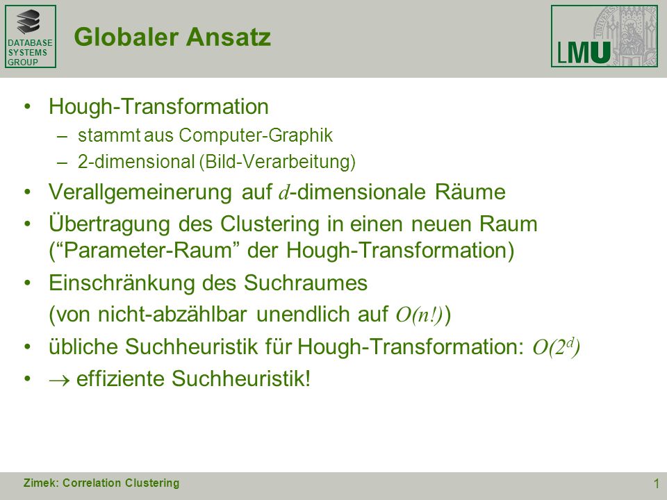 Globaler Ansatz Hough-Transformation