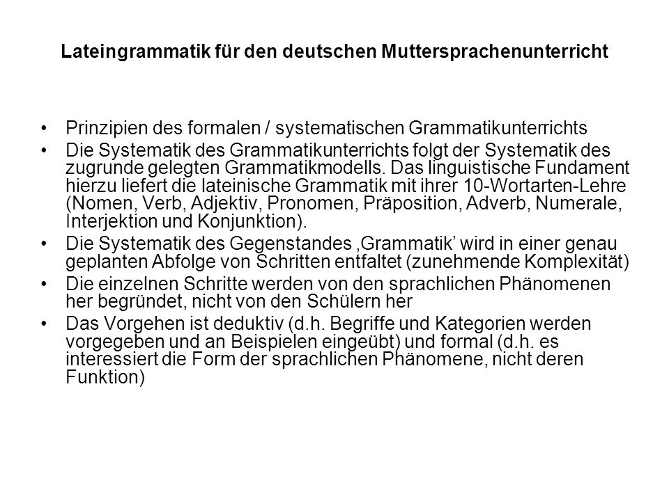 Lateingrammatik für den deutschen Muttersprachenunterricht