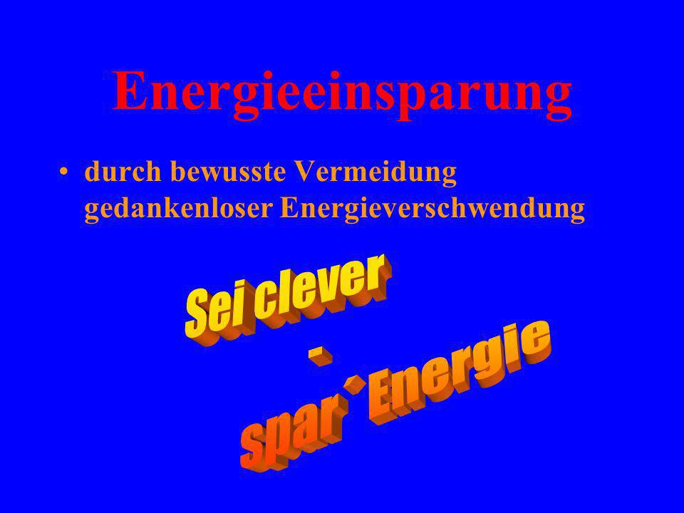 Energieeinsparung Sei clever - spar´ Energie