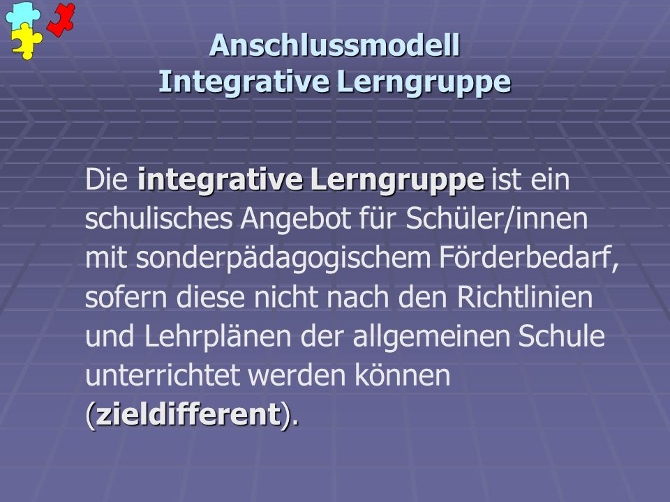 Anschlussmodell Integrative Lerngruppe