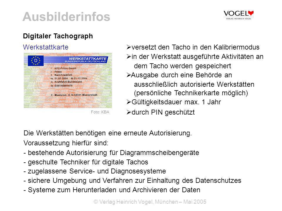Ausbilderinfos Digitaler Tachograph Werkstattkarte