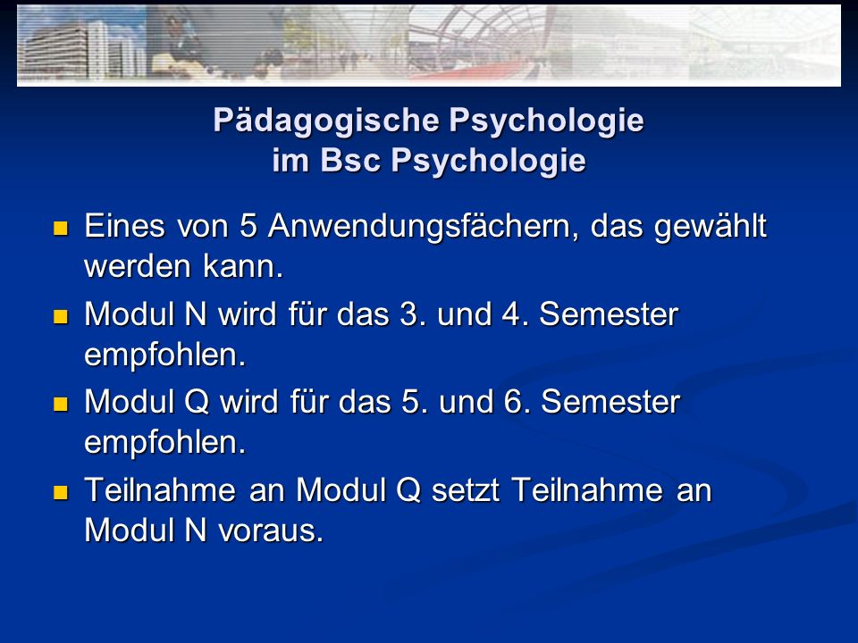 Pädagogische Psychologie im Bsc Psychologie