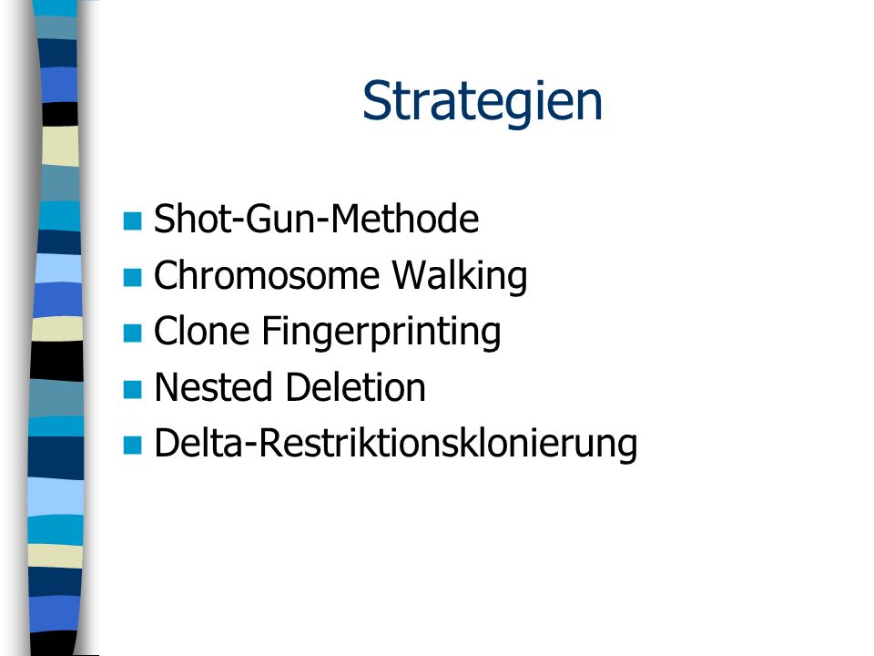 Strategien Shot-Gun-Methode Chromosome Walking Clone Fingerprinting