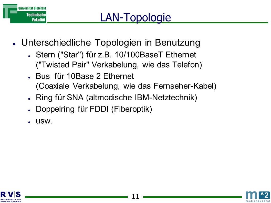LAN-Topologie Unterschiedliche Topologien in Benutzung