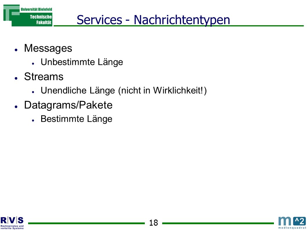 Services - Nachrichtentypen