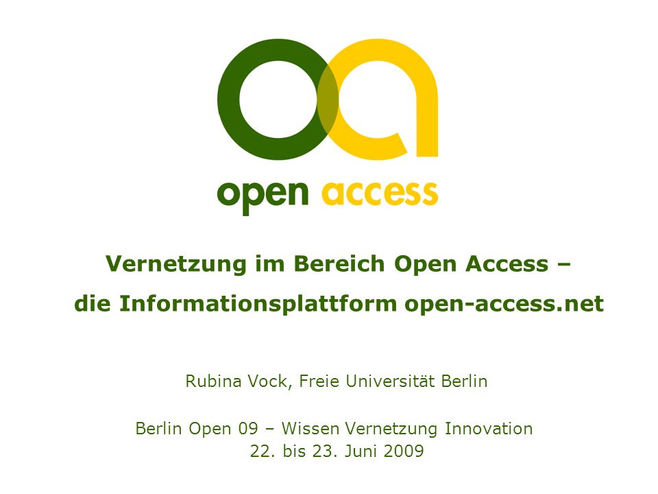 Vernetzung im Bereich Open Access – die Informationsplattform open-access.net