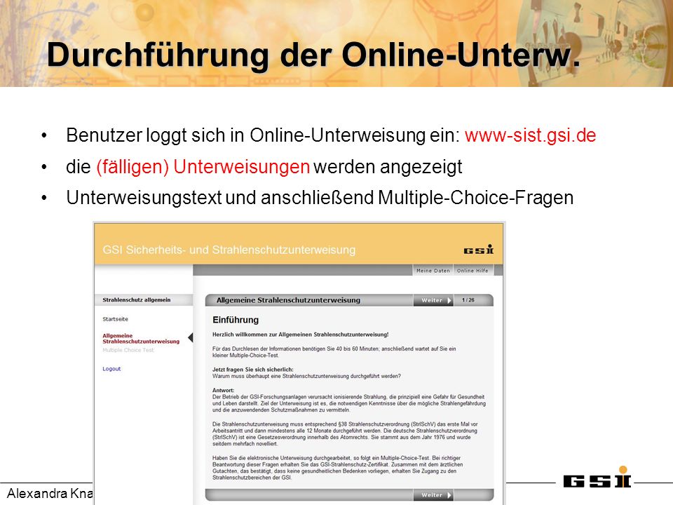 Durchführung der Online-Unterw.