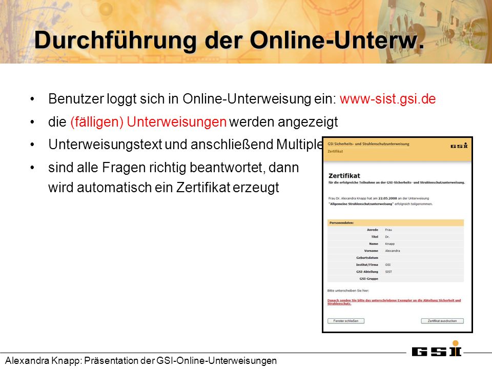 Durchführung der Online-Unterw.