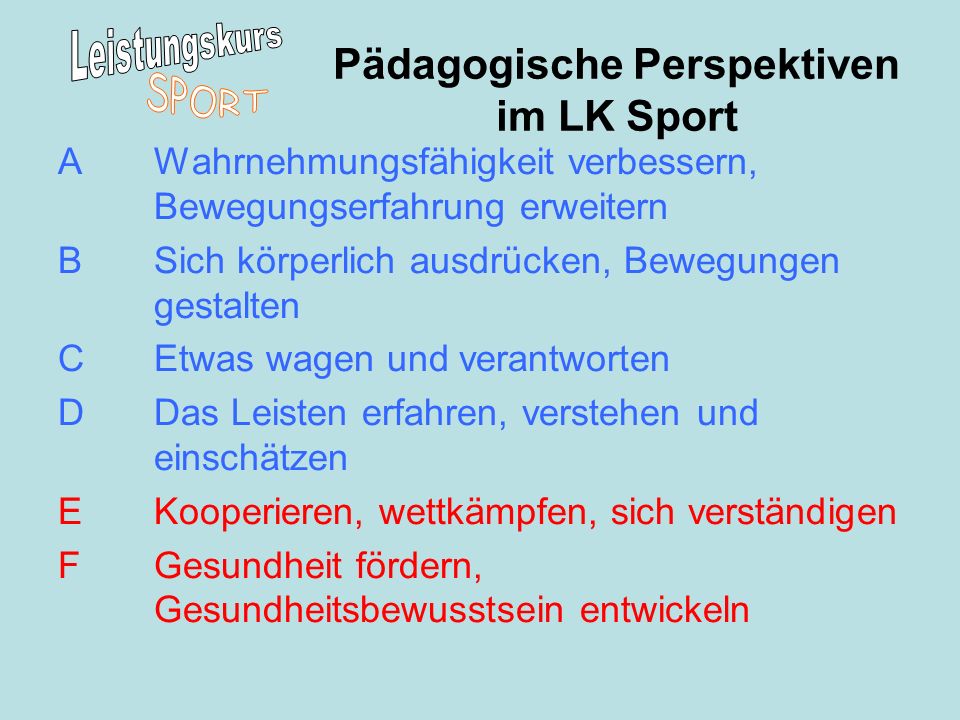 Pädagogische Perspektiven im LK Sport