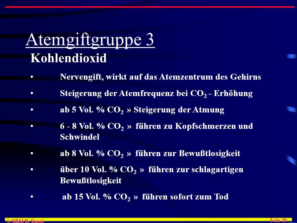 Atemgiftgruppe 3 Kohlendioxid