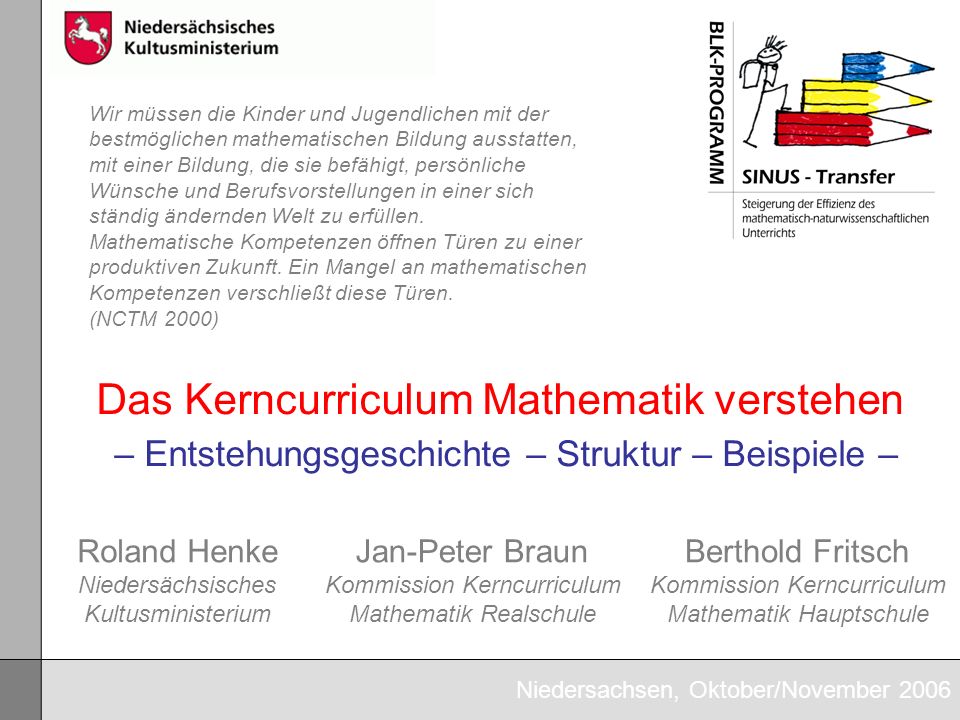 Informationsveranstaltung zu den Kerncurricula Mathematik HS/RS