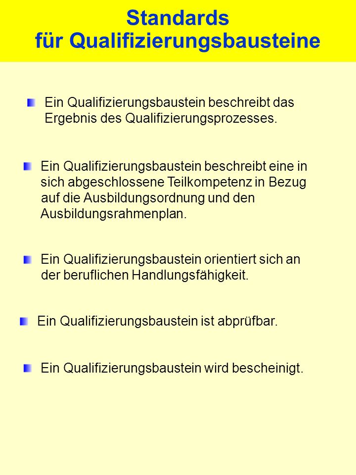Standards für Qualifizierungsbausteine