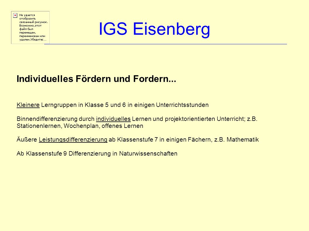 IGS Eisenberg Individuelles Fördern und Fordern...