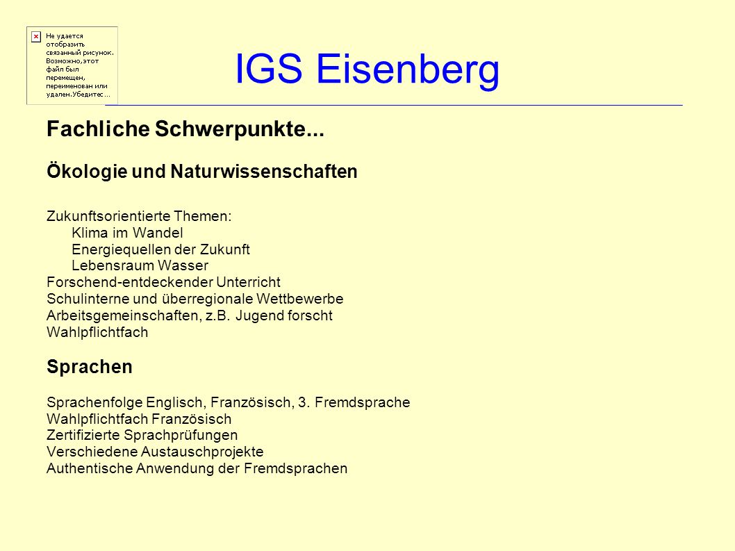 IGS Eisenberg Fachliche Schwerpunkte...
