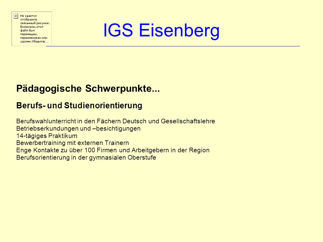 IGS Eisenberg Pädagogische Schwerpunkte...