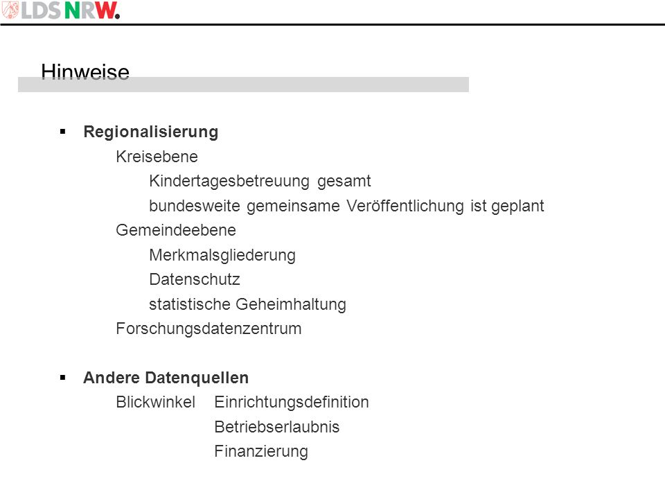 Hinweise Regionalisierung Kreisebene Kindertagesbetreuung gesamt