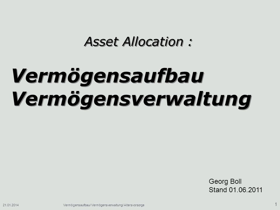 Vermögensaufbau Vermögensverwaltung
