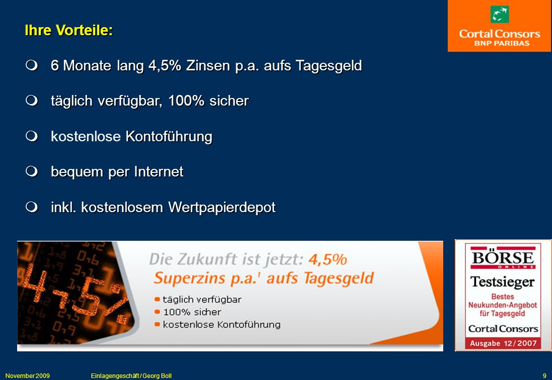  6 Monate lang 4,5% Zinsen p.a. aufs Tagesgeld