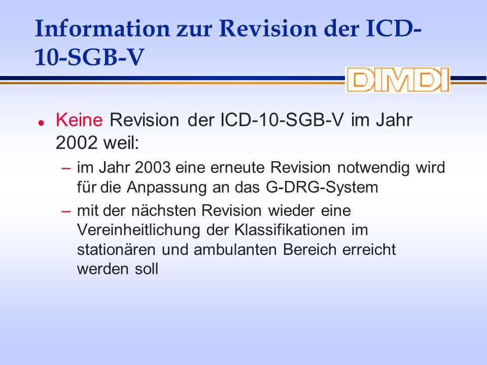 Information zur Revision der ICD-10-SGB-V