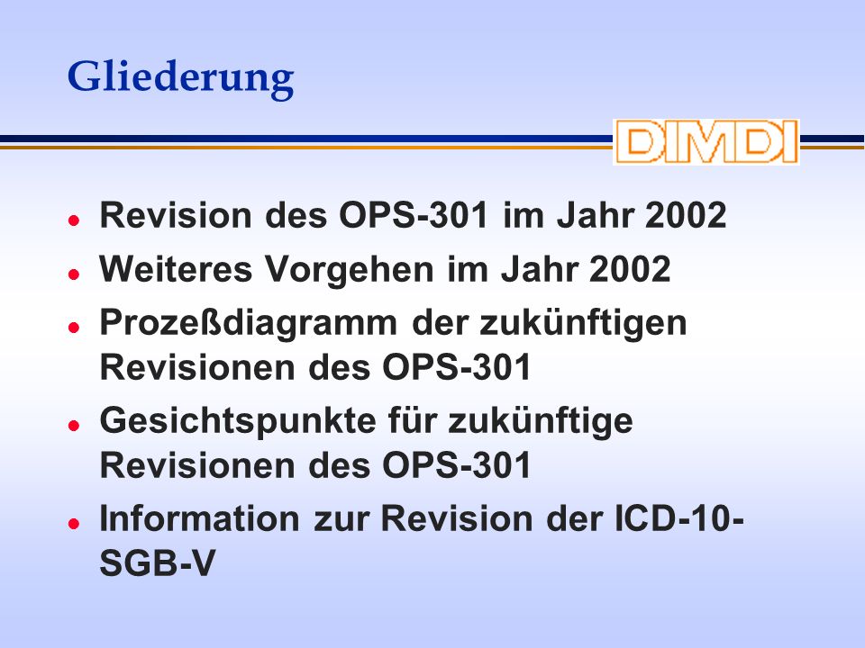 Gliederung Revision des OPS-301 im Jahr 2002