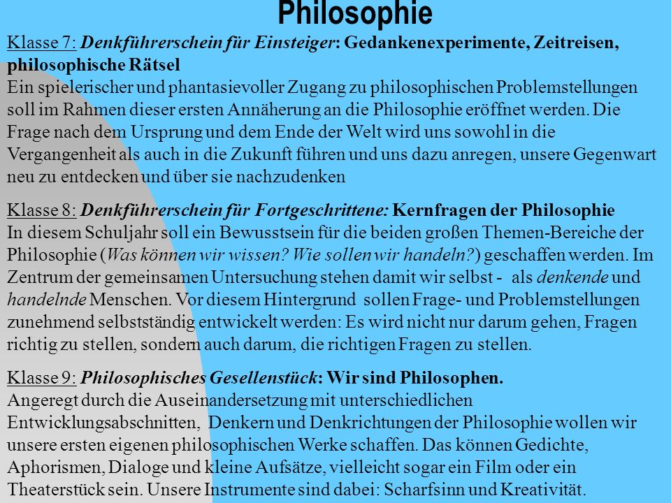Philosophie Klasse 7: Denkführerschein für Einsteiger: Gedankenexperimente, Zeitreisen, philosophische Rätsel.