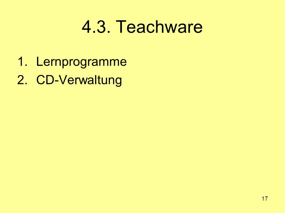 4.3. Teachware Lernprogramme CD-Verwaltung