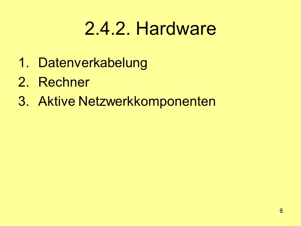 Hardware Datenverkabelung Rechner Aktive Netzwerkkomponenten