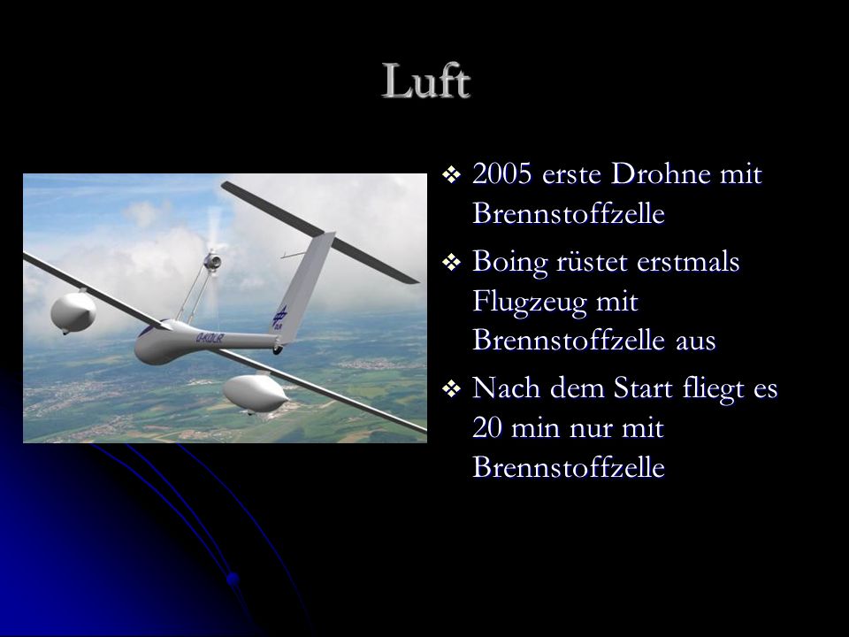 Luft 2005 erste Drohne mit Brennstoffzelle