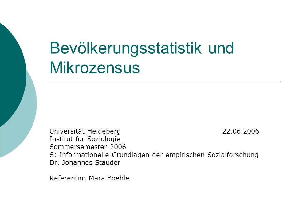 Bevölkerungsstatistik und Mikrozensus