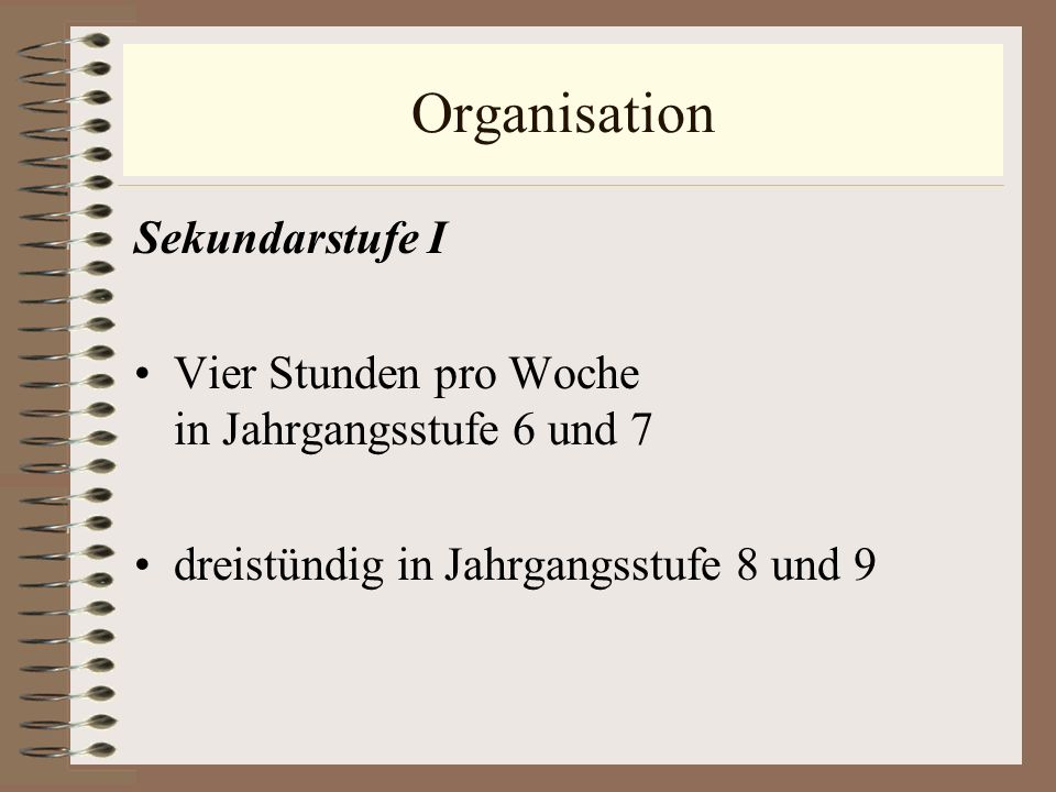 Organisation Sekundarstufe I