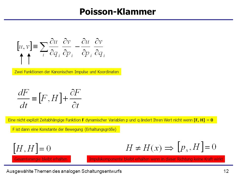Poisson-Klammer Ausgewählte Themen des analogen Schaltungsentwurfs