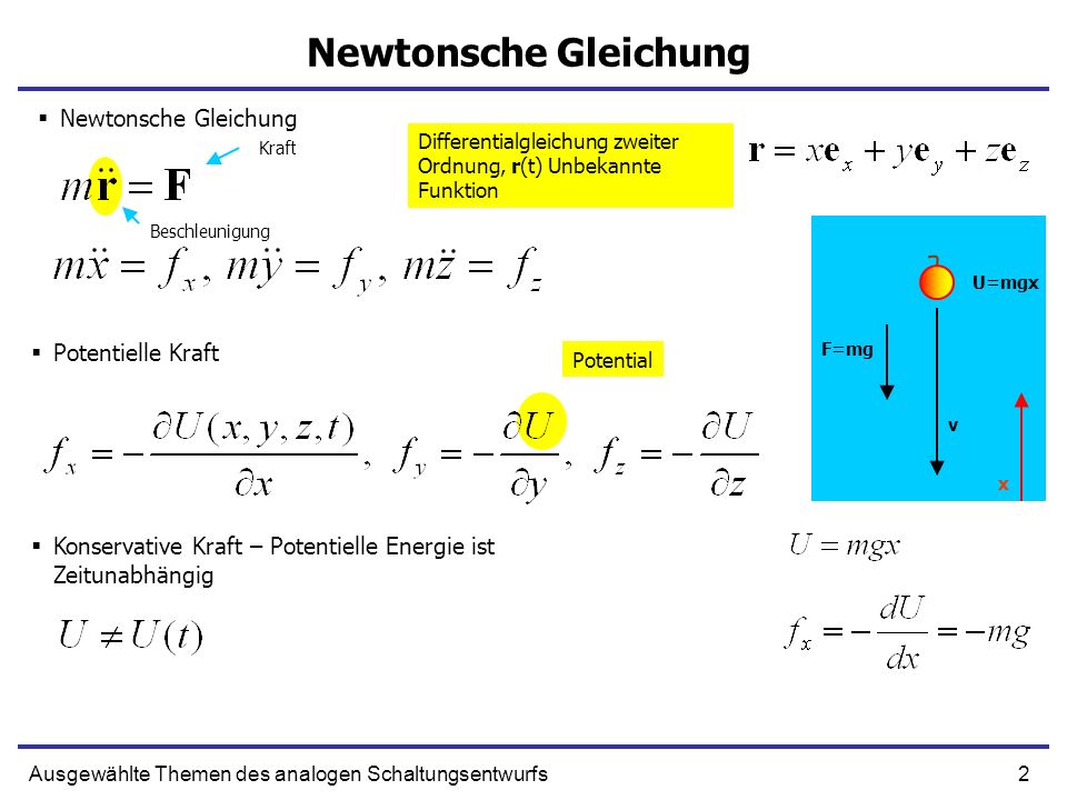 Newtonsche Gleichung Newtonsche Gleichung Potentielle Kraft