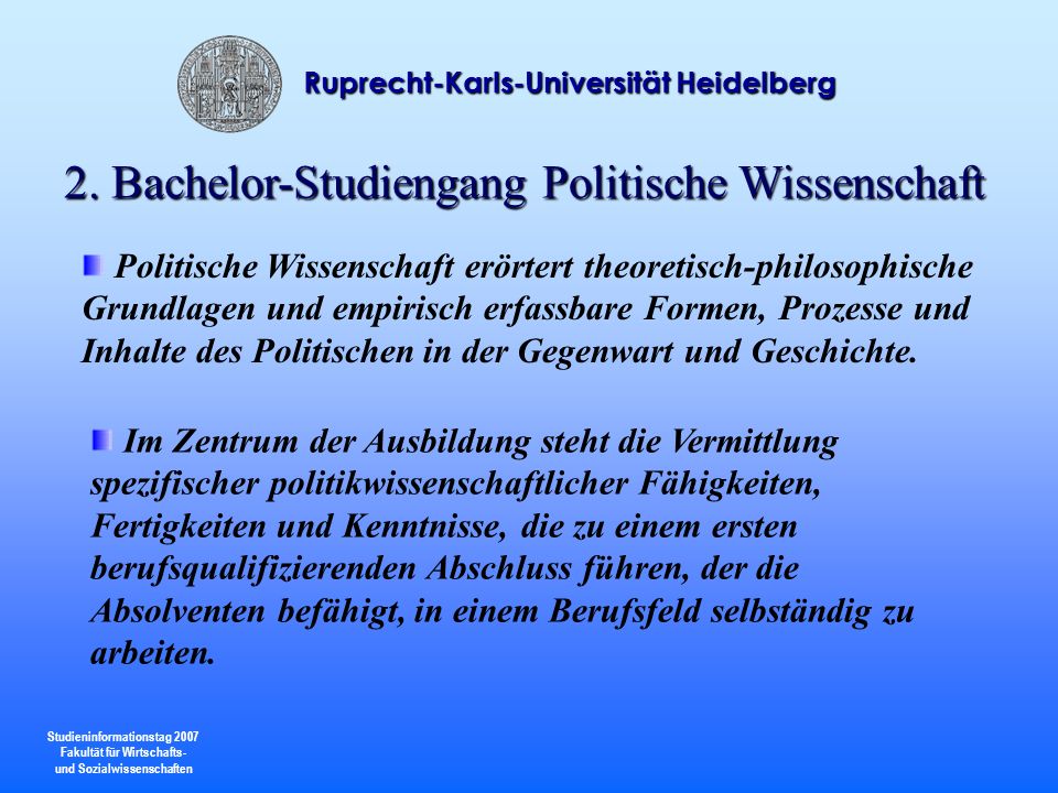 2. Bachelor-Studiengang Politische Wissenschaft