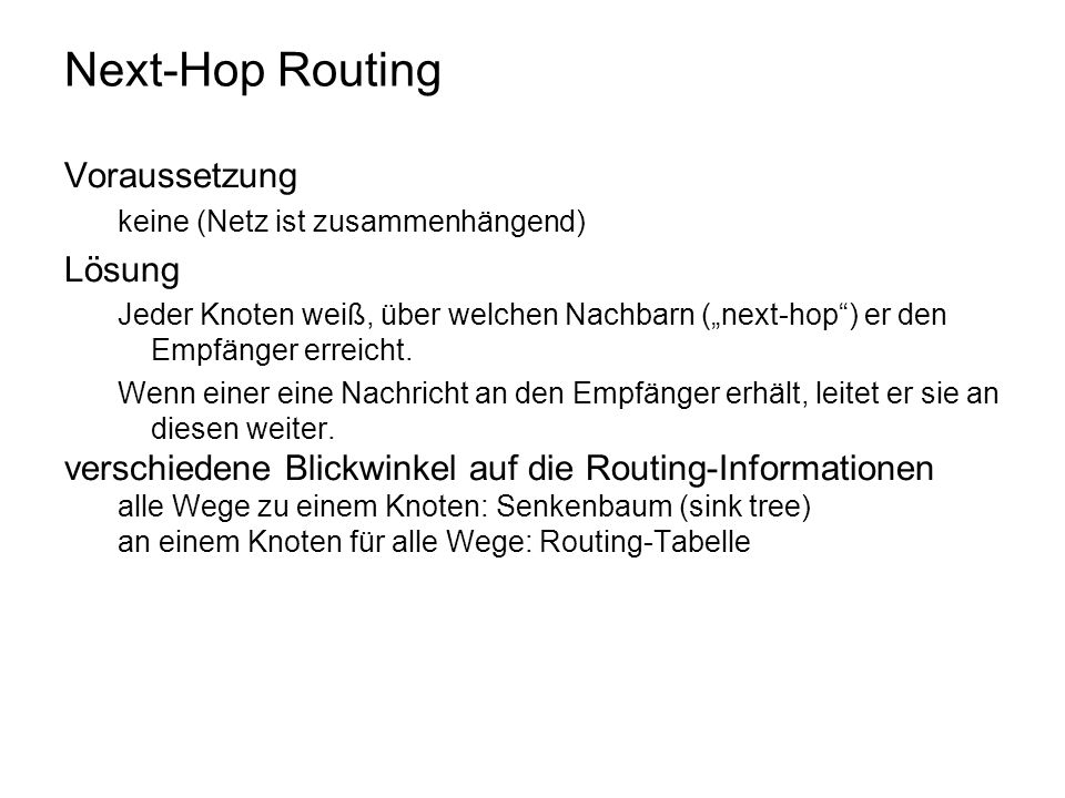 Next-Hop Routing Voraussetzung Lösung