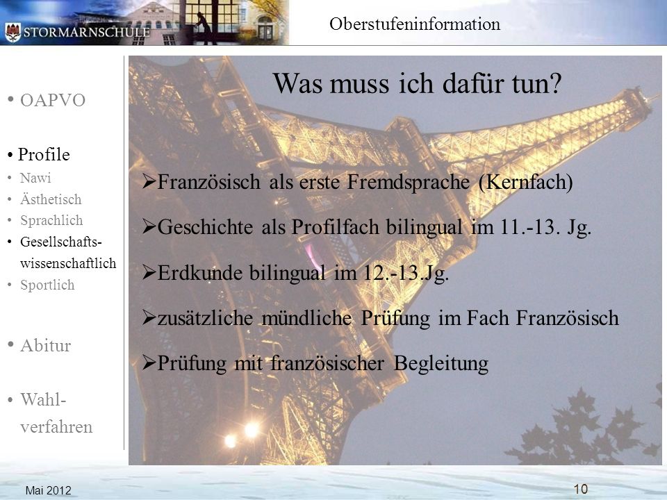 Was muss ich dafür tun Französisch als erste Fremdsprache (Kernfach)