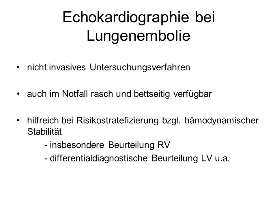 Echokardiographie bei Lungenembolie