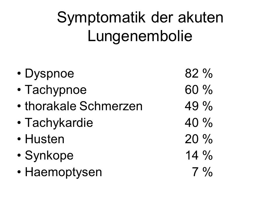 Symptomatik der akuten Lungenembolie