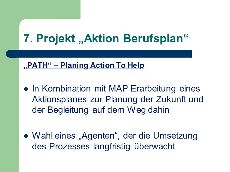 7. Projekt „Aktion Berufsplan