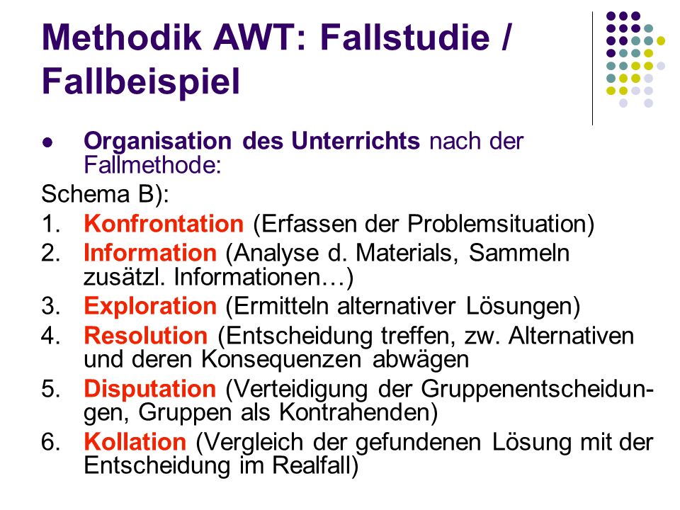 Methodik AWT: Fallstudie / Fallbeispiel