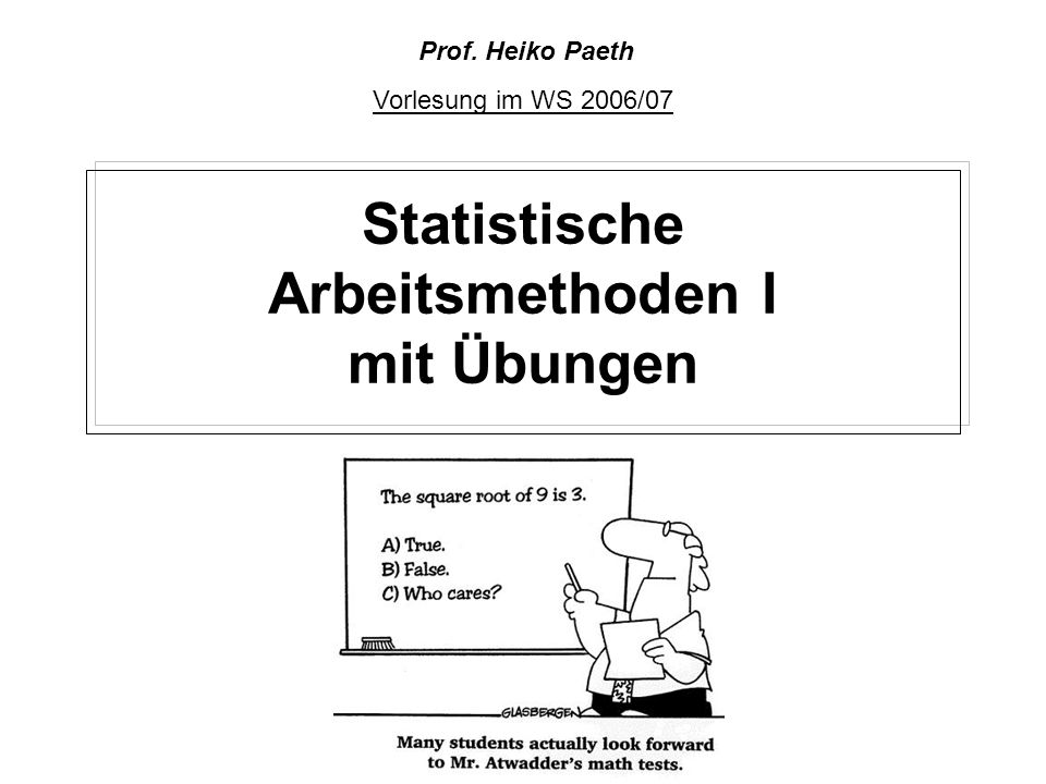 Statistische Arbeitsmethoden I mit Übungen