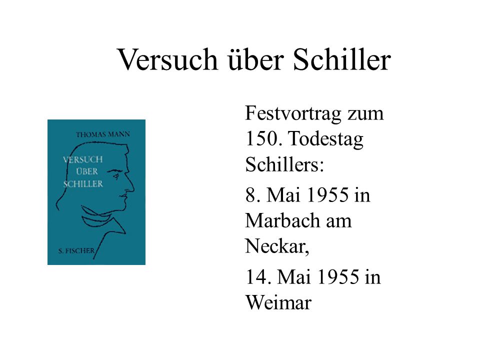 Versuch über Schiller Festvortrag zum 150. Todestag Schillers: