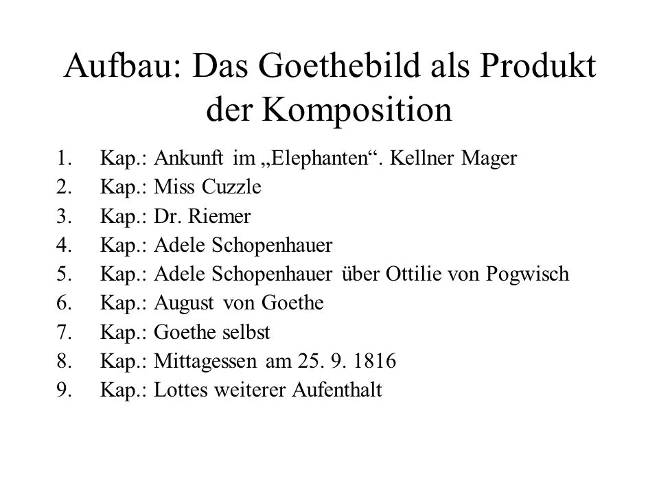Aufbau: Das Goethebild als Produkt der Komposition