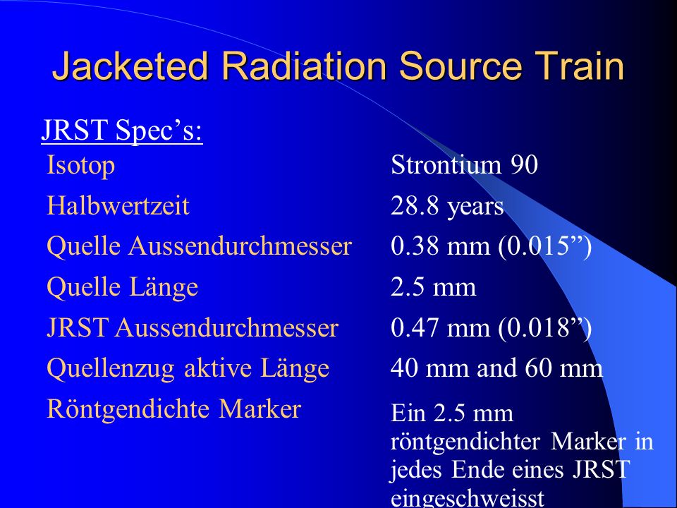 Jacketed Radiation Source Train