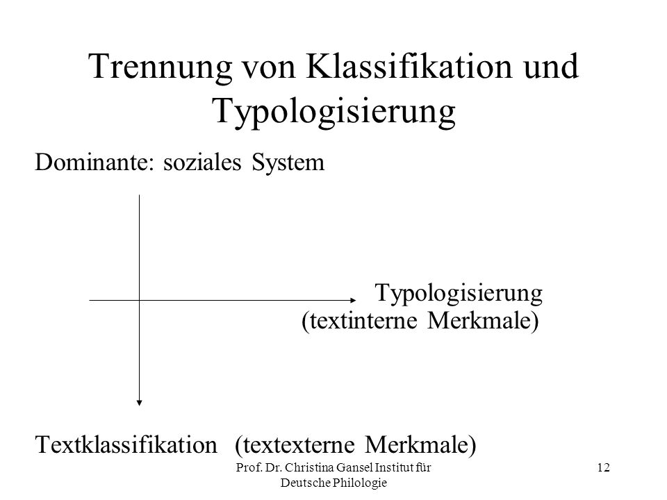 Trennung von Klassifikation und Typologisierung