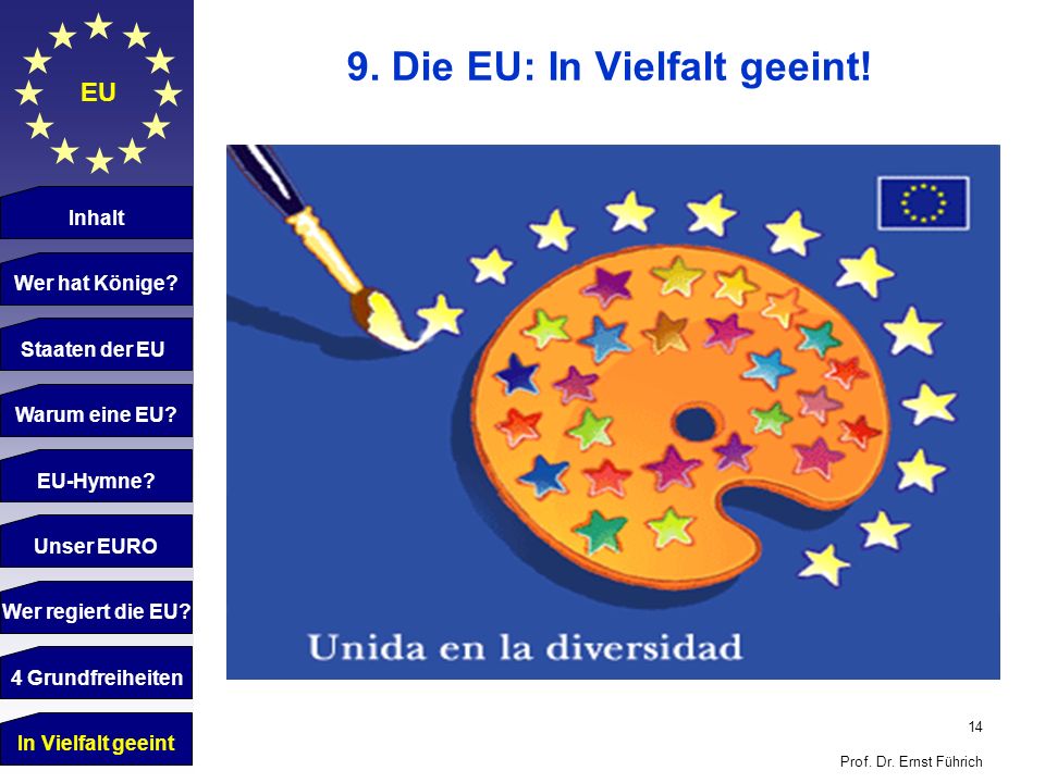 9. Die EU: In Vielfalt geeint!