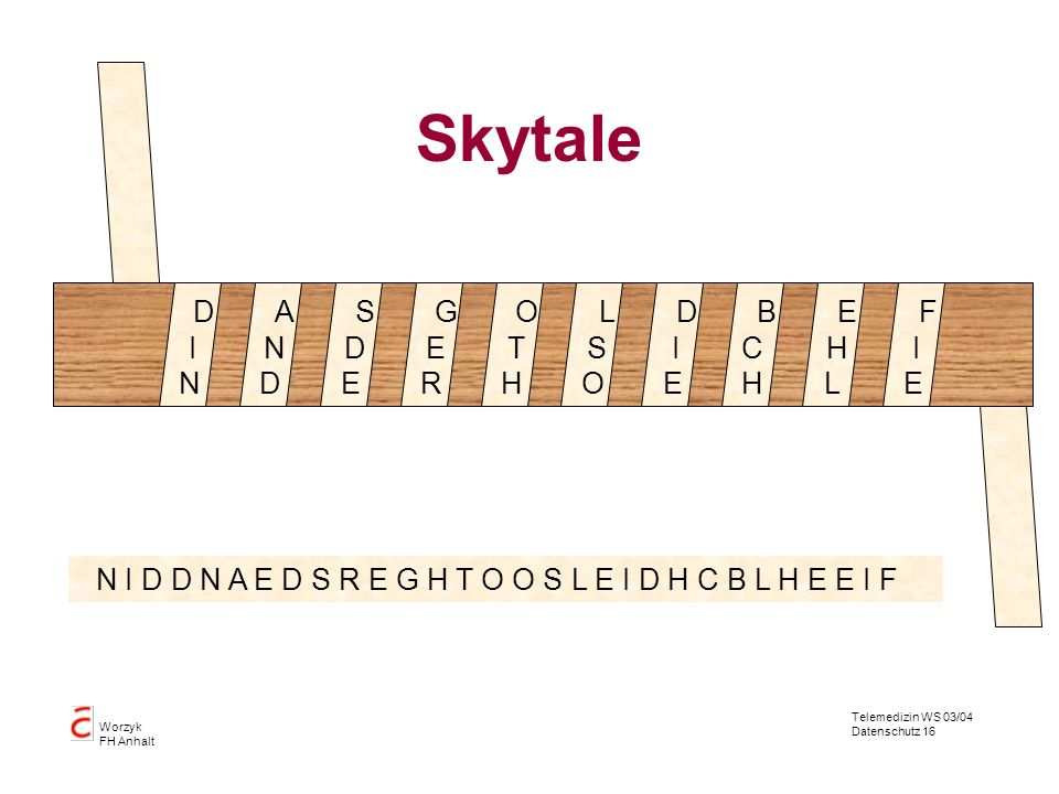 Skytale D A S G O L D B E F I N N D D E E R T H S O I E C H H L I E