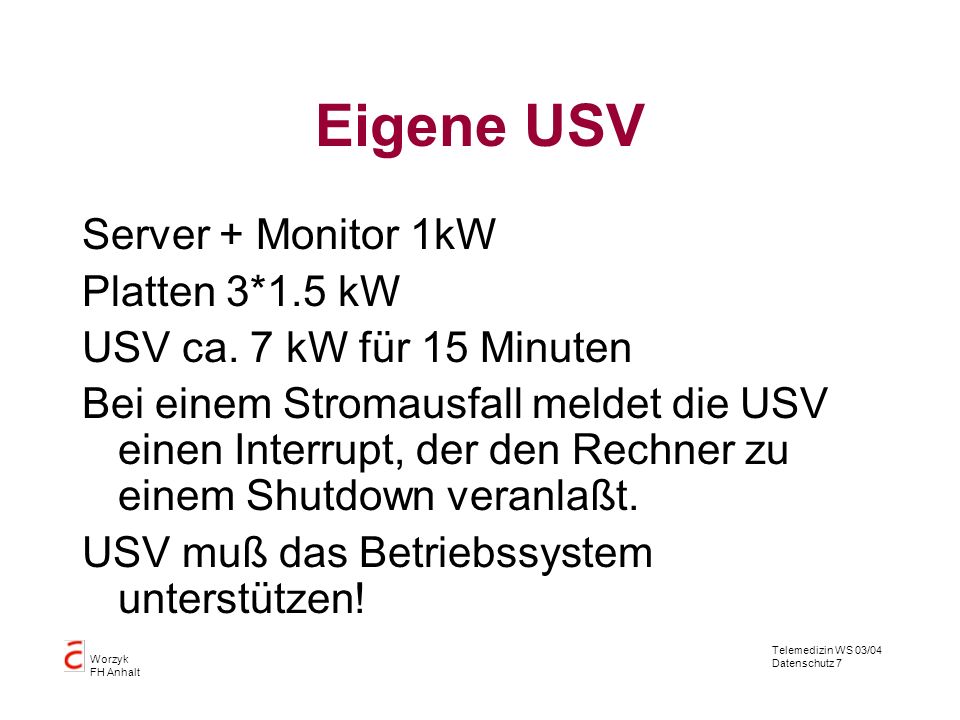 Eigene USV Server + Monitor 1kW Platten 3*1.5 kW