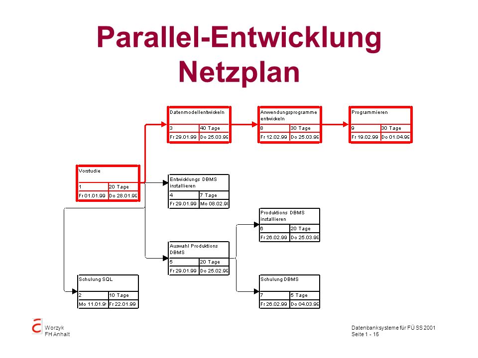 Parallel-Entwicklung Netzplan